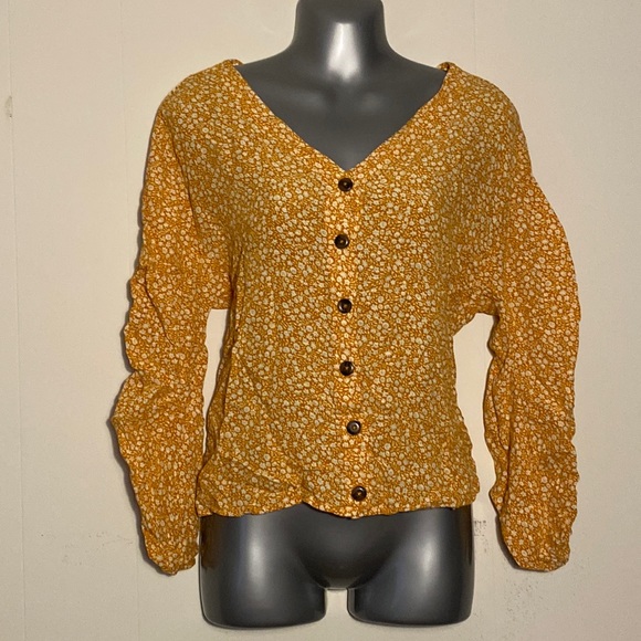 Maeve Anthropologie Floral Button V Neck - Picture 3 of 7